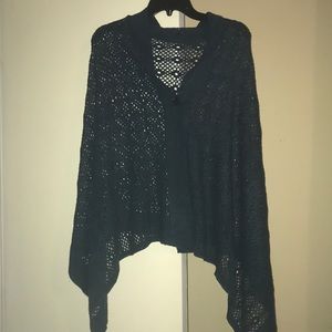 Blue knit shawl